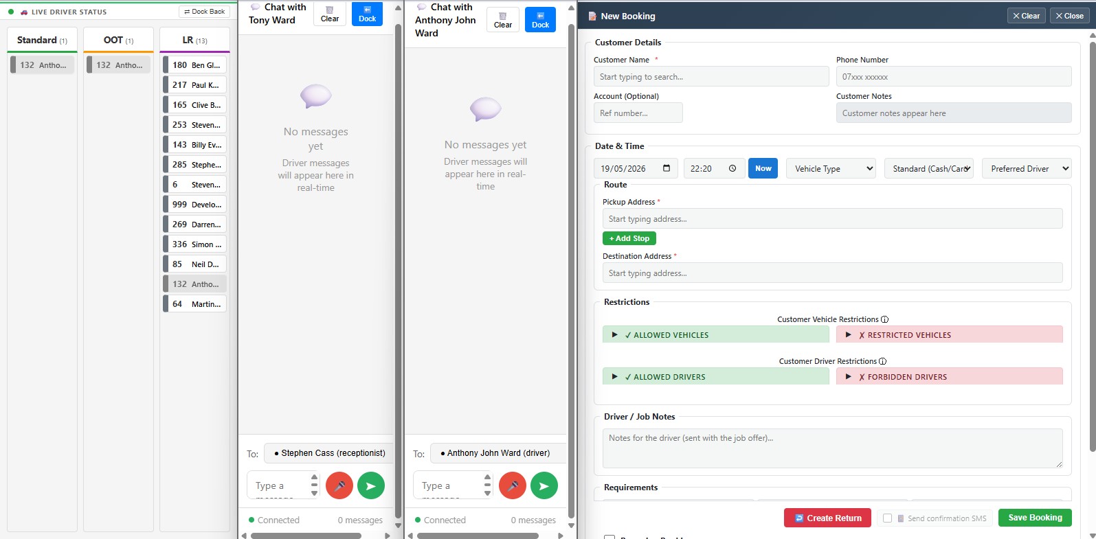 Multi-Window Receptionist Panel