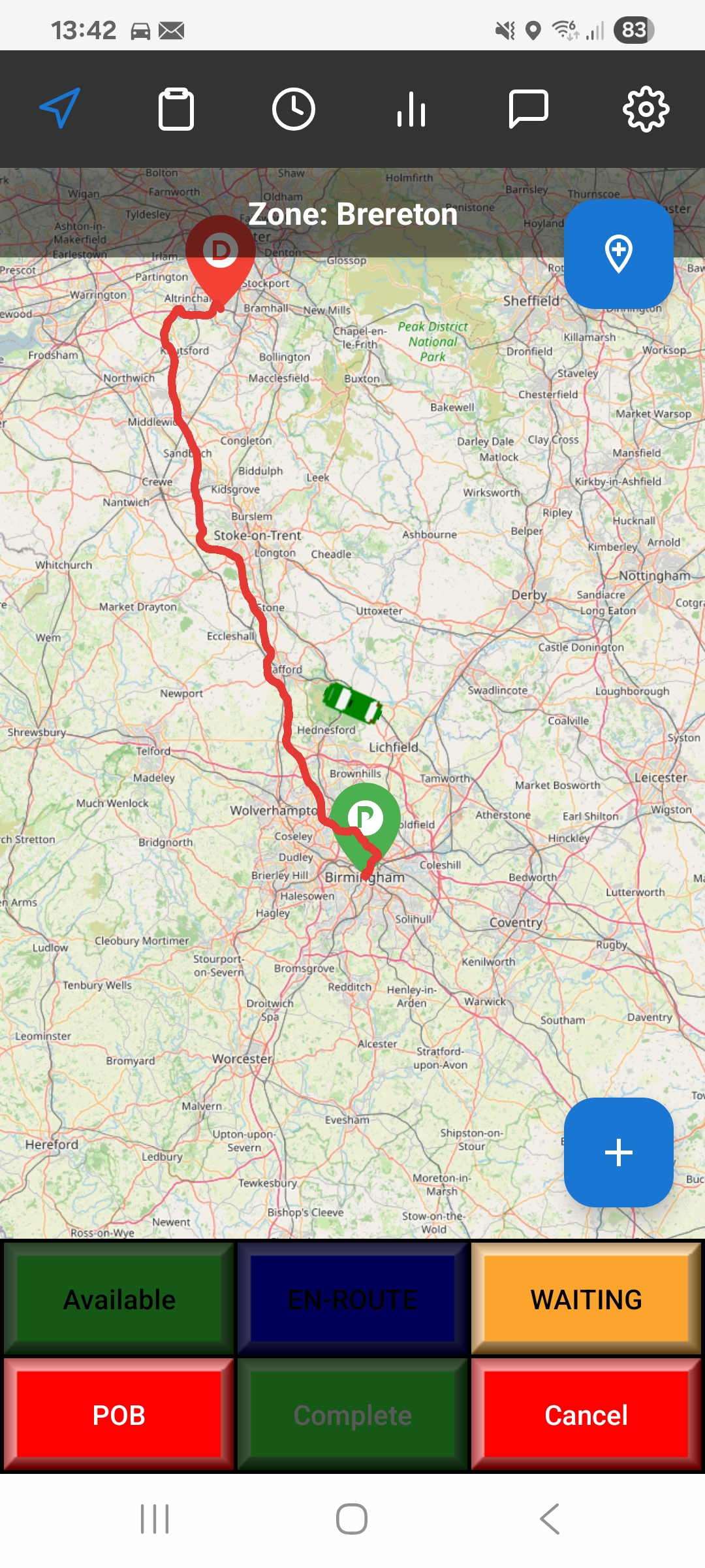 Driver map screen
