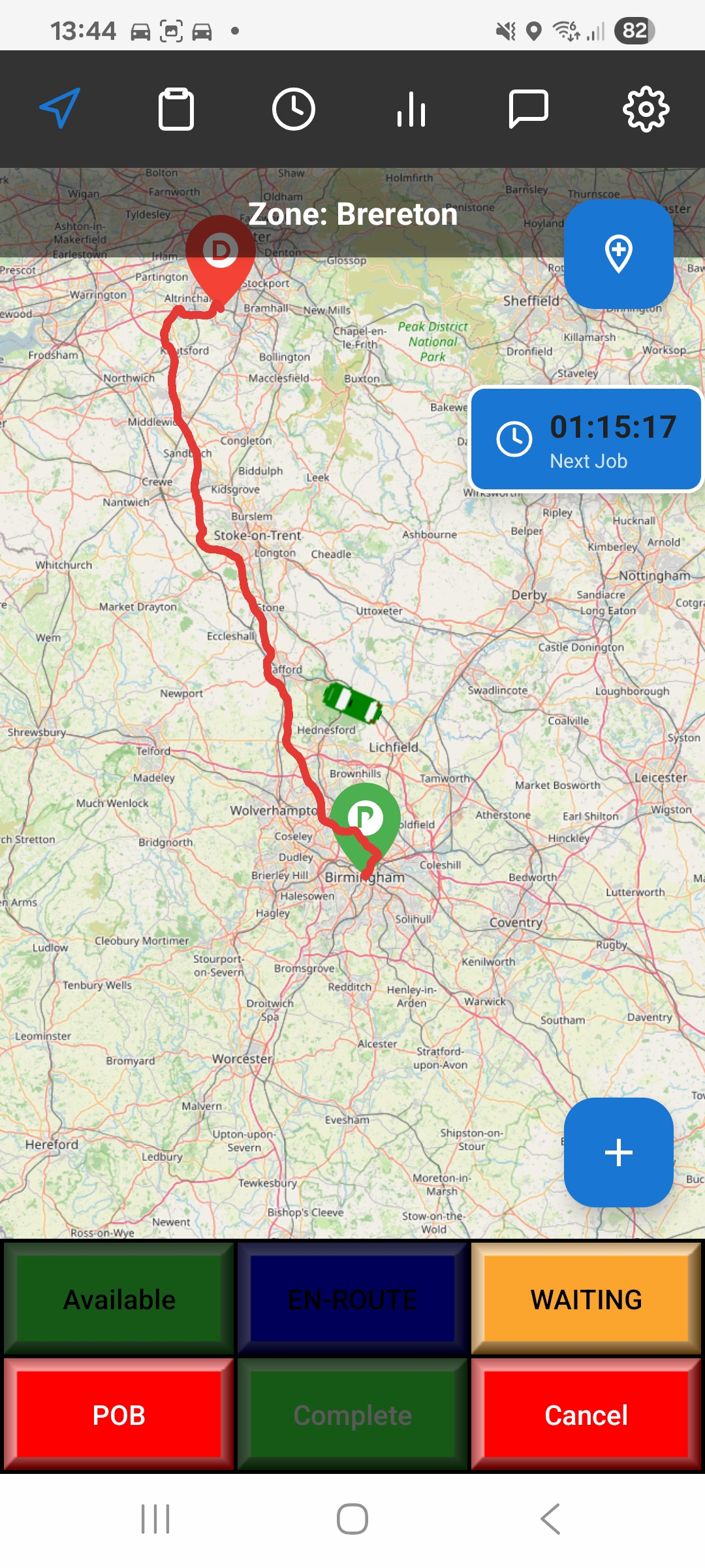 Driver navigation screen