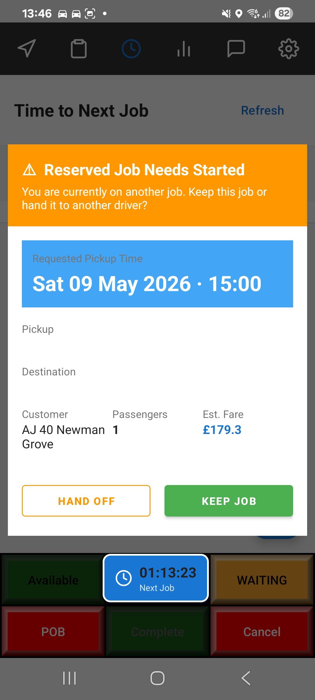 Reserved job details