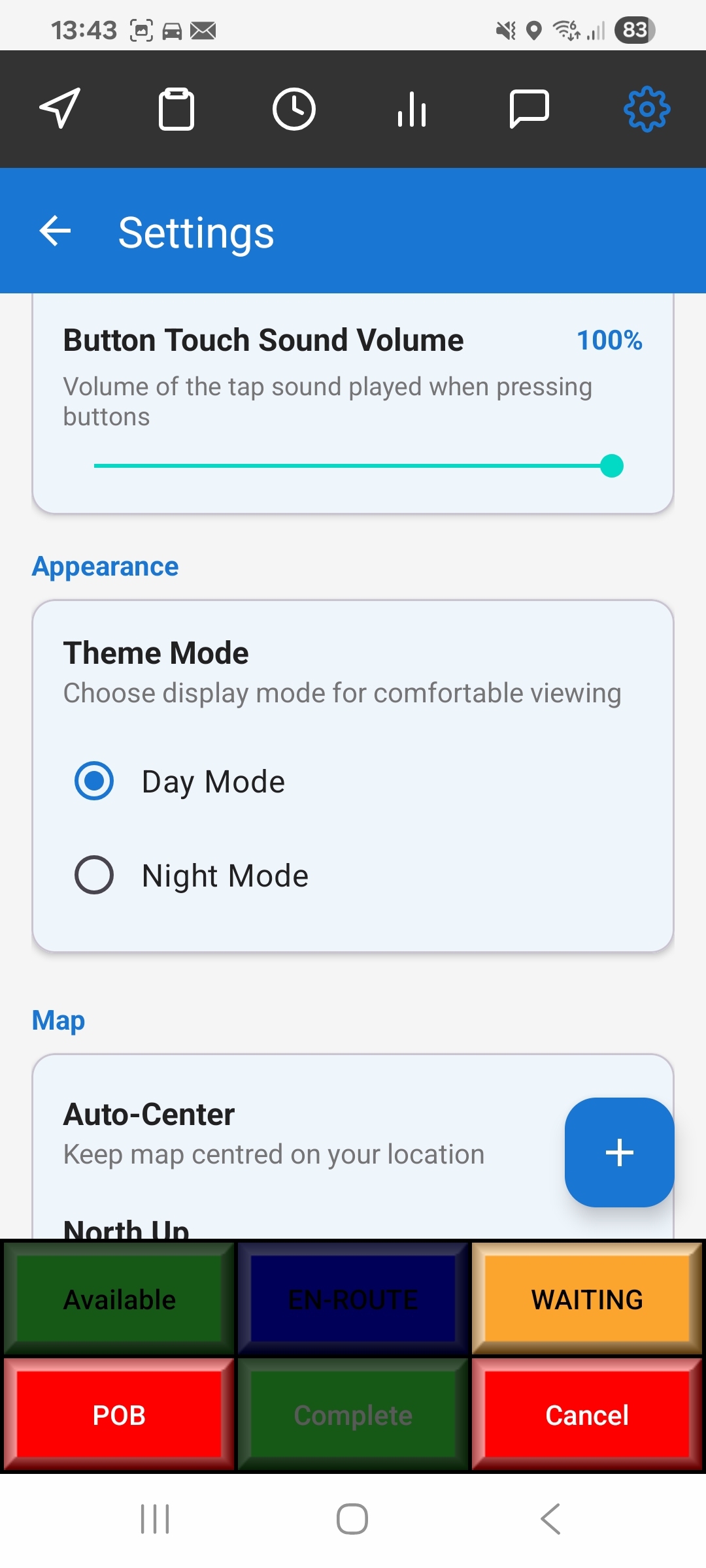 Driver app settings 2