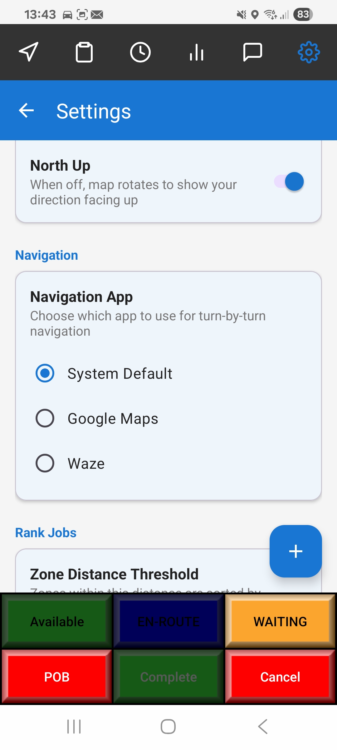 Driver app settings 3