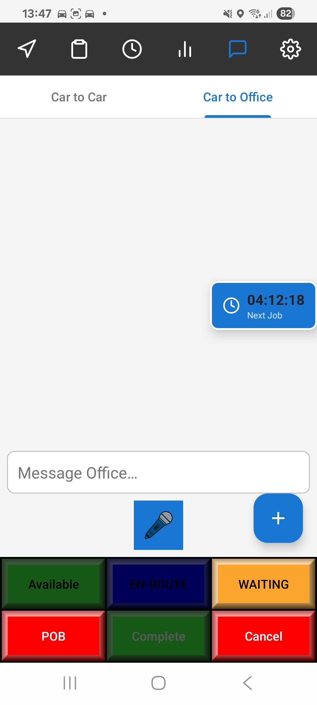 Driver chat screen