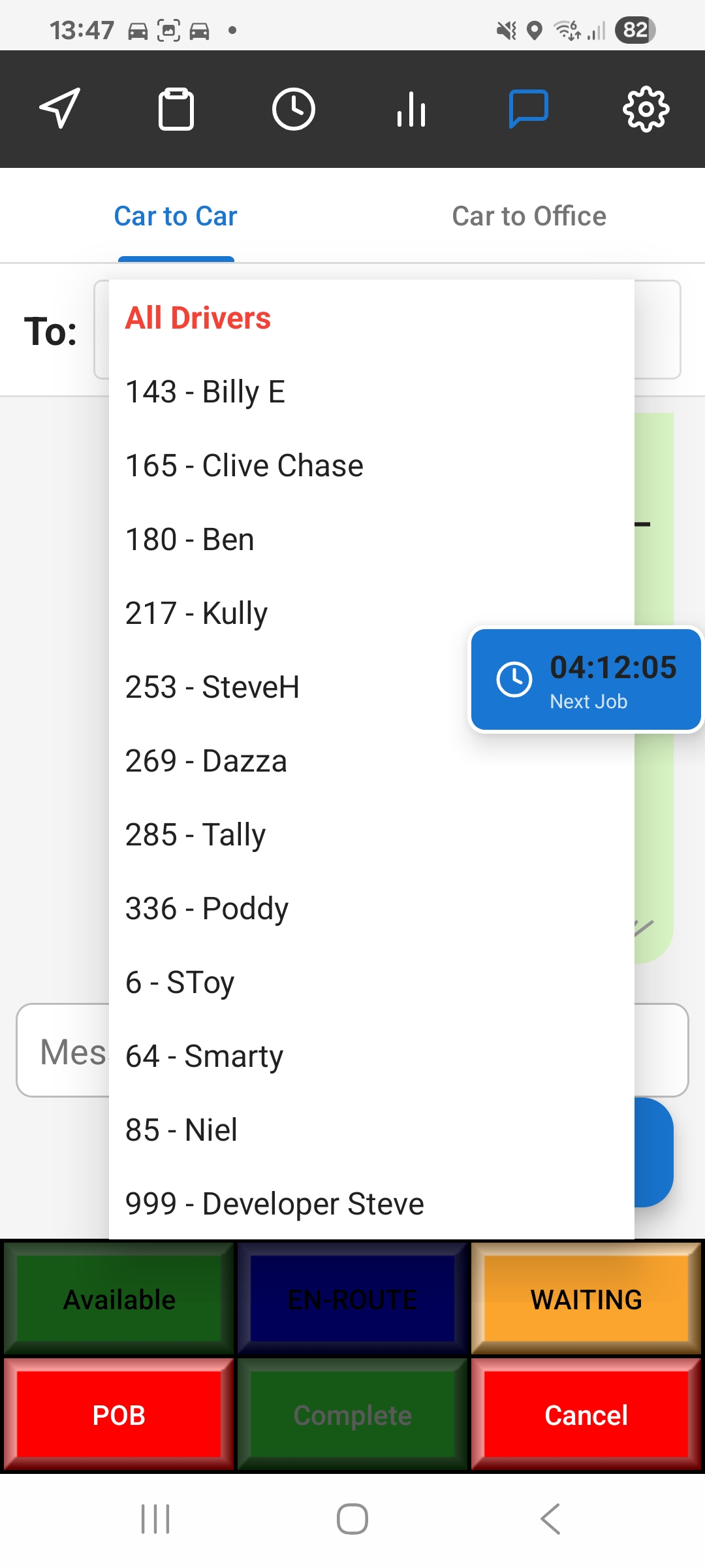 Driver chat screen 2